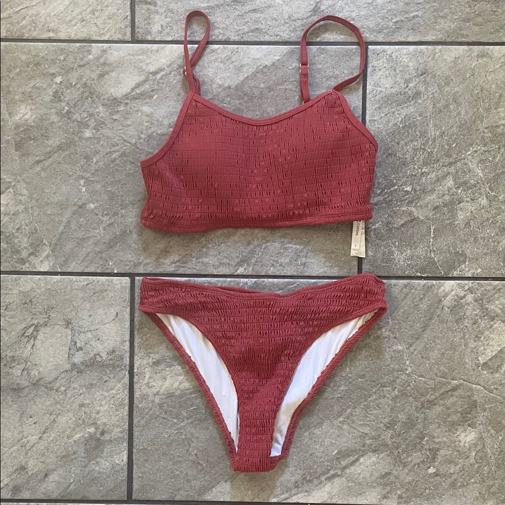 Cupshe Coral Smocked Bikini Set